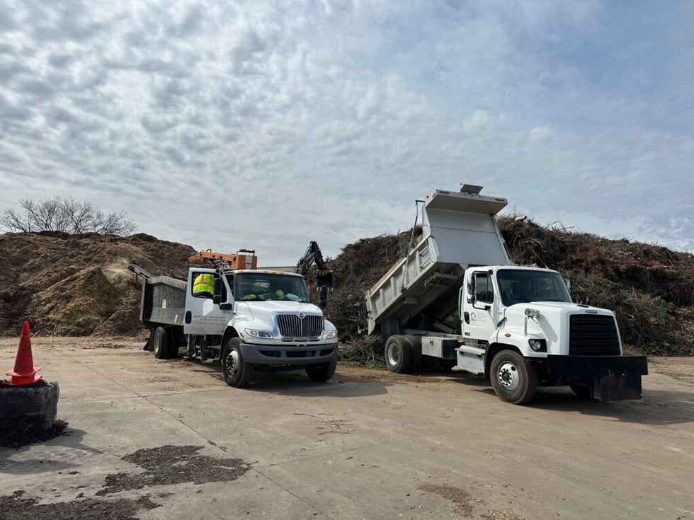 Pic of trucks dumping brush